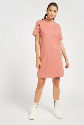 Solid T-shirt Dress with Round Neck and Patch Pocket-mxwomen-clothing-dressesandjumpsuits-mini-3