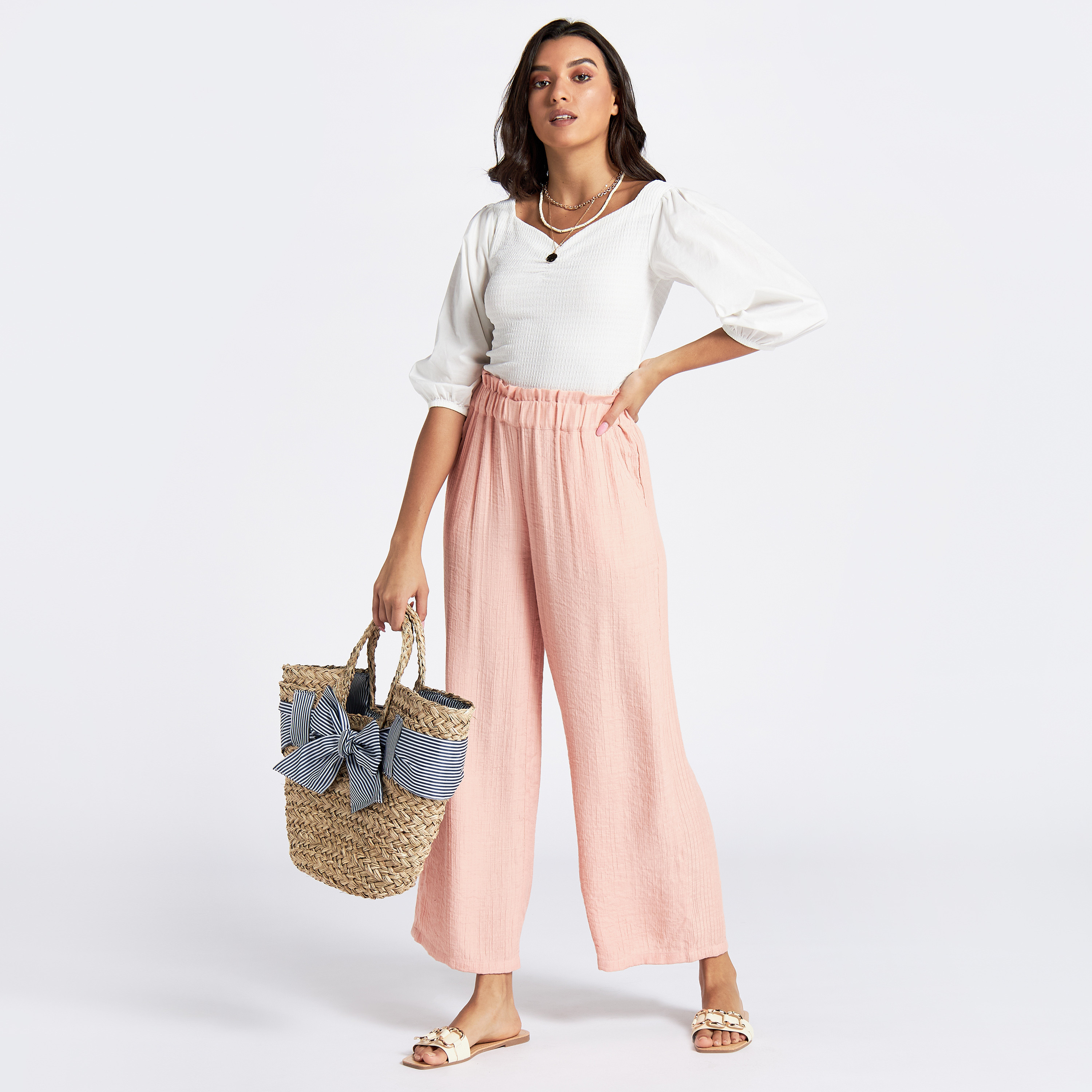 Paperbag trousers shop wide leg