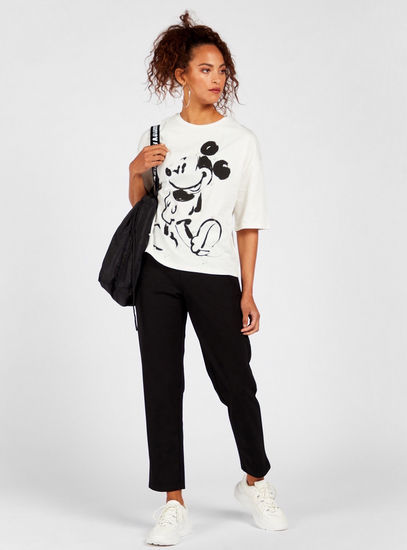 Mickey Mouse Print T-shirt with Round Neck and Short Sleeves-T-shirts & Vests-image-1