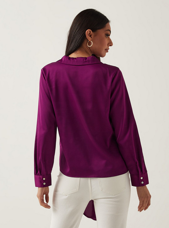 Solid Shirt with Long Sleeves and Knot Detail