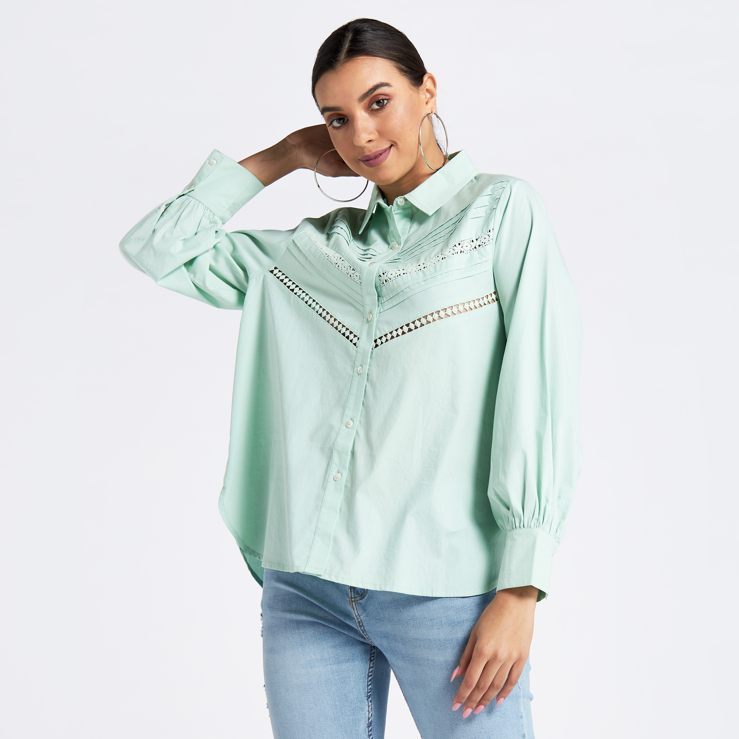 Embroidered button down shirt best sale