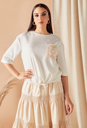 Crochet Placement Top with Elbow Sleeves and Tie-Ups