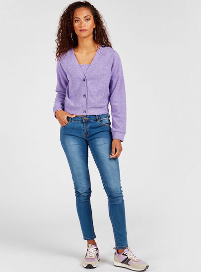 Ribbed Long Sleeves Cardigan with Button Closure-Sweaters & Cardigans-image-1