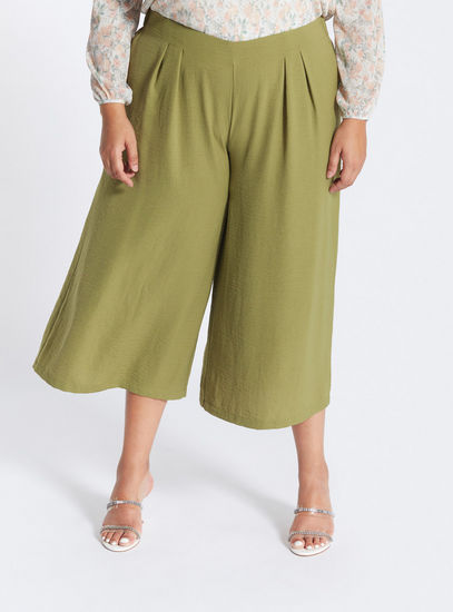 Solid Culottes with Pleat Detail and Pockets