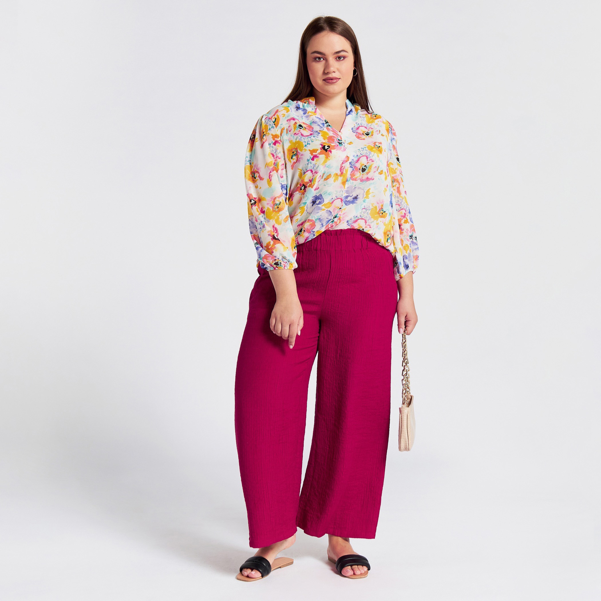 Plus size paperbag wide hotsell leg trousers