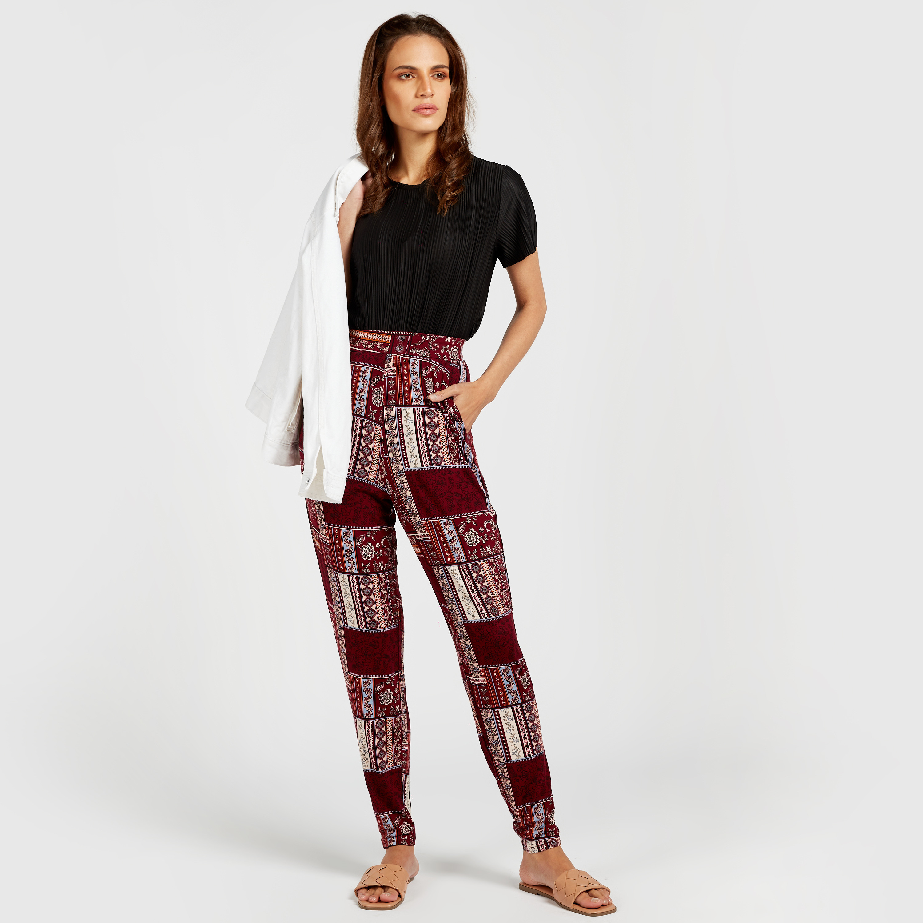 River Island Animal Print Wide Leg Trousers | very.co.uk