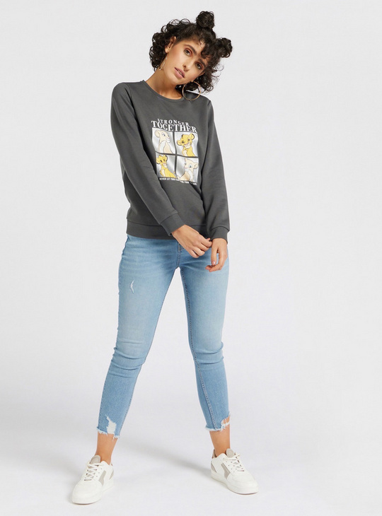 The Lion King Print Sweatshirt with Round Neck and Long Sleeves