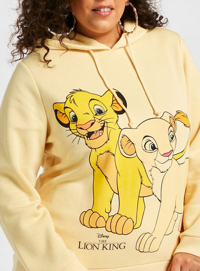 The Lion King Print Sweatshirt with Hood and Long Sleeves