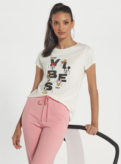 Mickey and Friends Print T-shirt with Round Neck and Short Sleeves-T-shirts & Vests-image-0