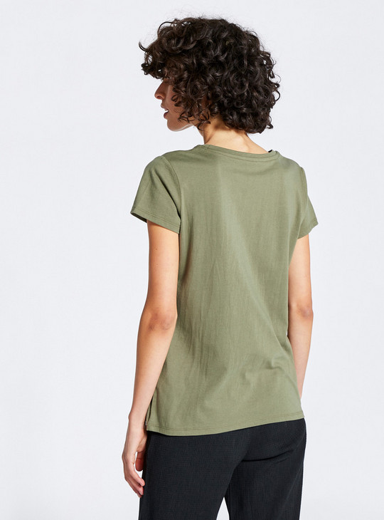 Printed T-shirt with Round Neck and Short Sleeves