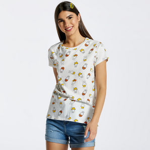 All Over Miffy Print Round Neck T-shirt with Short Sleeves