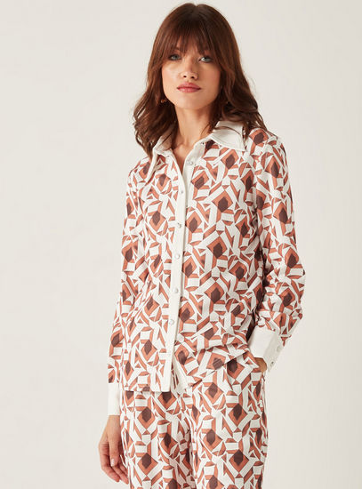 Printed Shirt with Long Sleeves and Button Closure