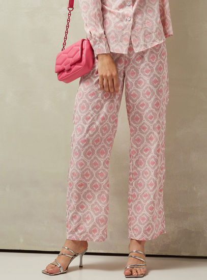 Printed Pants with Elasticated Waistband and Pockets