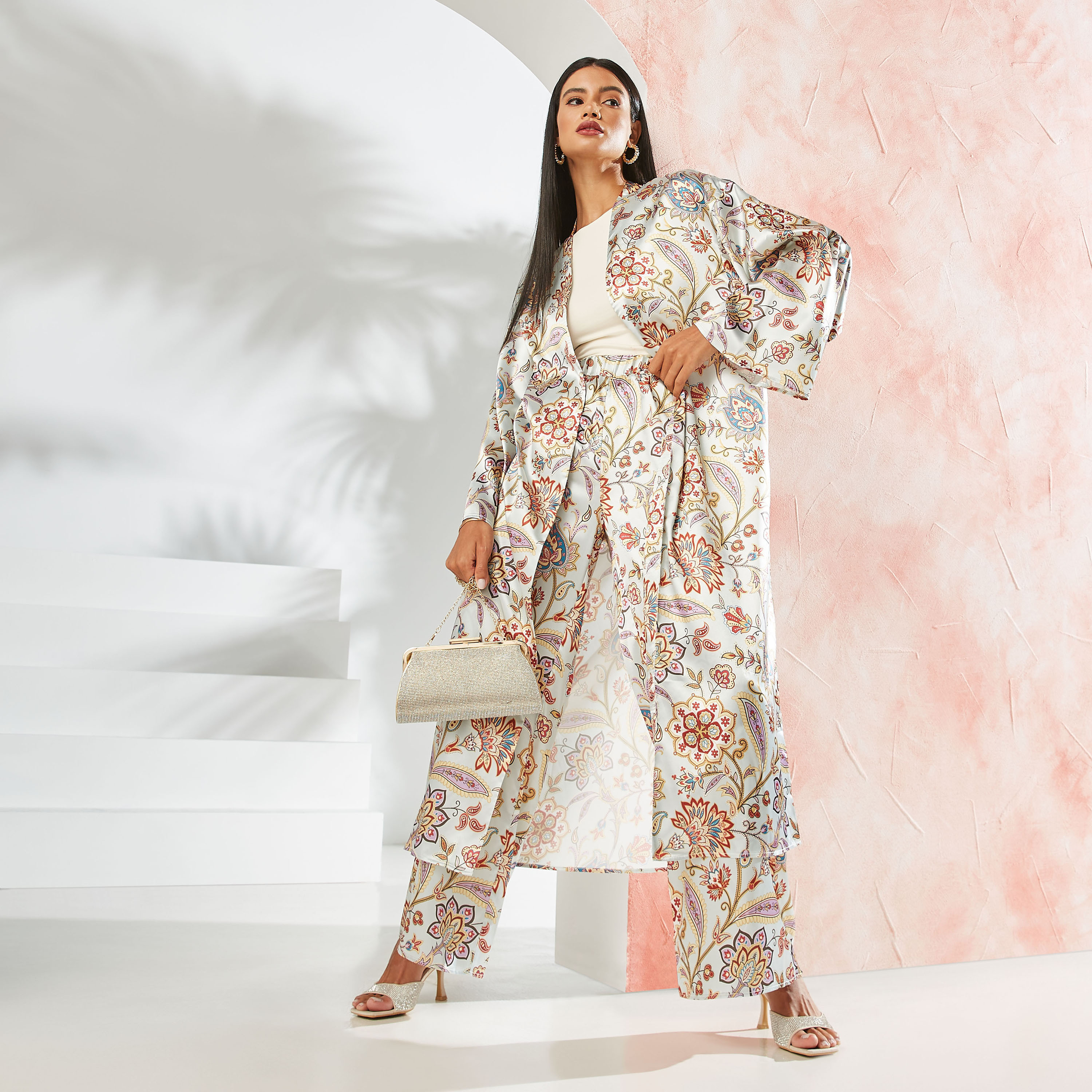 Shop All Over Floral Print Kimono Jacket Online Max Kuwait