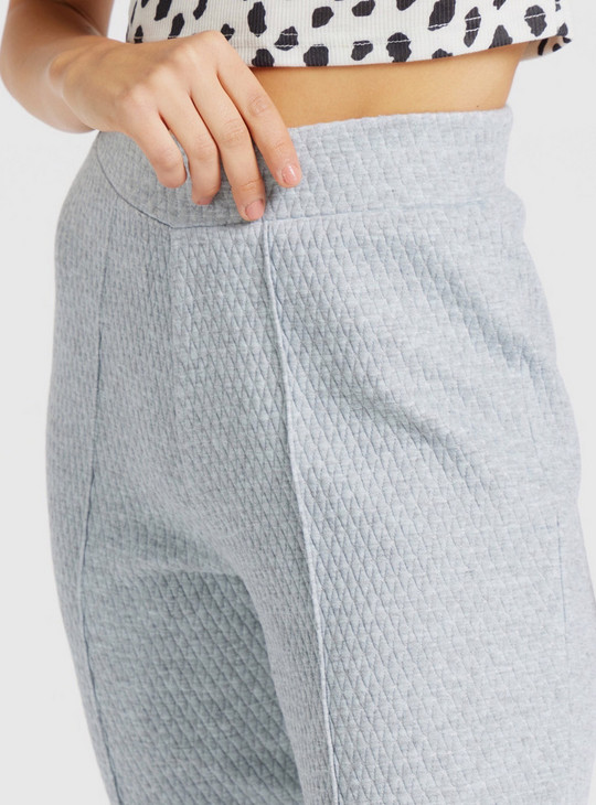 Textured Ankle Length Pants with Elasticated Waistband