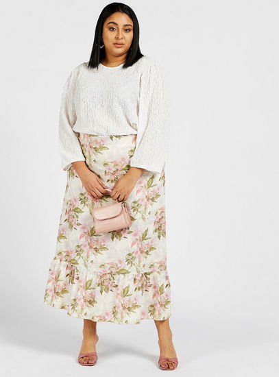 All-Over Floral Print Tiered Skirt