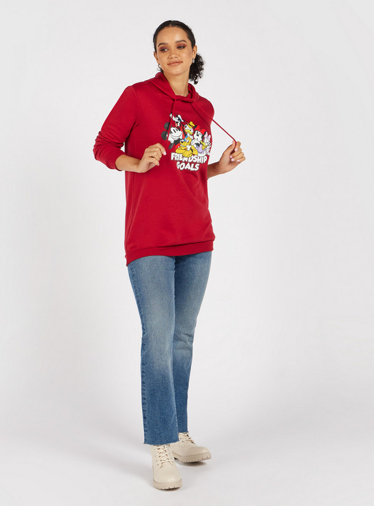Mickey Mouse and Friends Printed Sweatshirt with Hood and Long Sleeves
