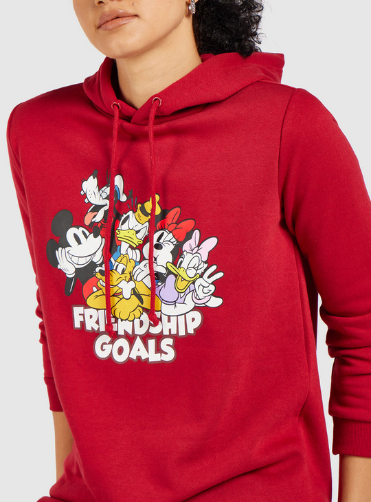Mickey Mouse and Friends Printed Sweatshirt with Hood and Long Sleeves