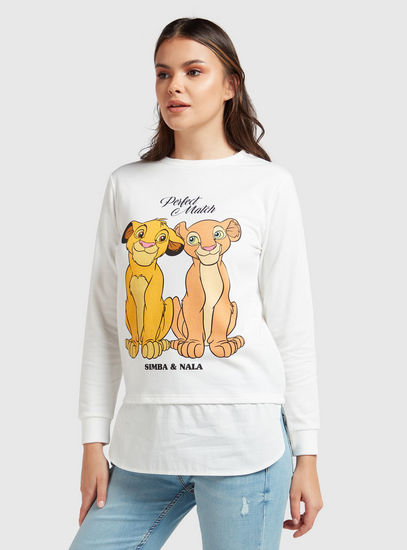 Lion King Print Sweatshirt with Round Neck and Long Sleeves-Hoodies & Sweatshirts-image-0