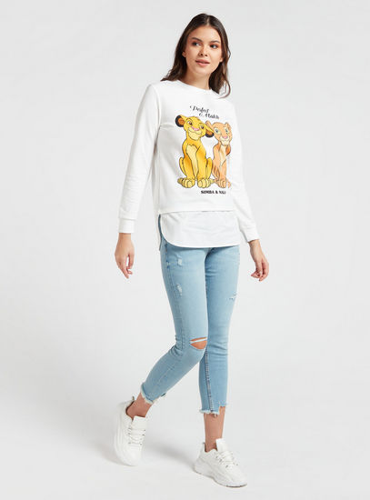 Lion King Print Sweatshirt with Round Neck and Long Sleeves-Hoodies & Sweatshirts-image-1