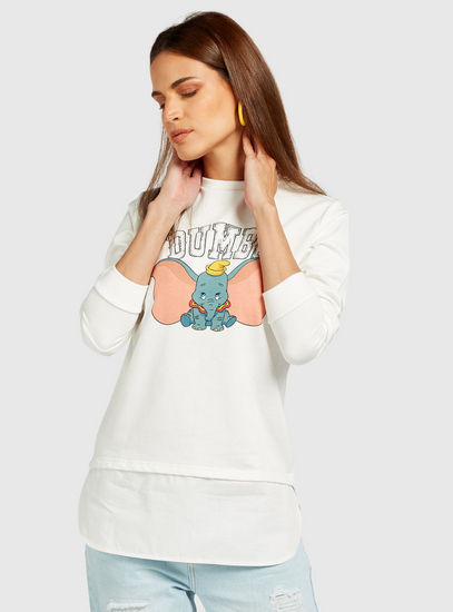 Dumbo Print Sweatshirt with Crew Neck and Long Sleeves-Hoodies & Sweatshirts-image-0