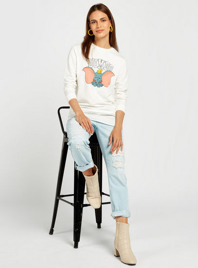 Dumbo Print Sweatshirt with Crew Neck and Long Sleeves-Hoodies & Sweatshirts-image-1