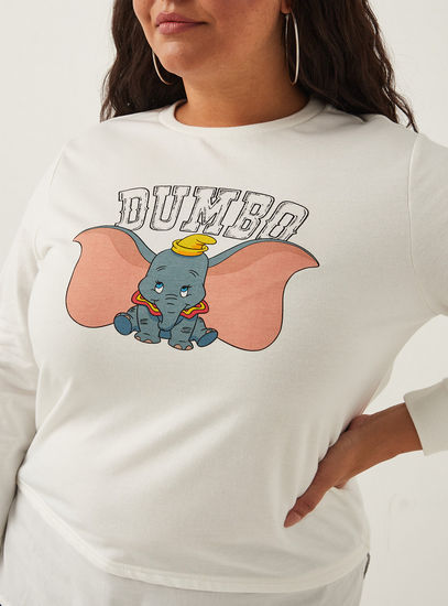 Dumbo Print Sweatshirt with Crew Neck and Long Sleeves