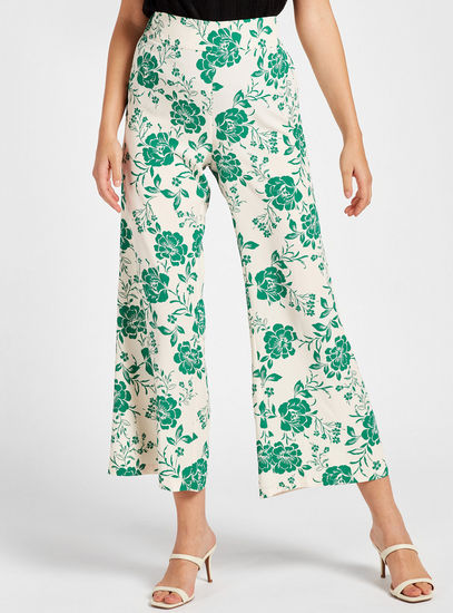 Floral Print Mid-Rise Pant with Elasticated Waistband
