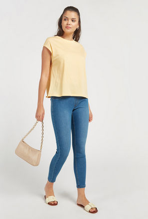 Solid Full-Length Skinny Fit Jeggings with Elasticised Waistband