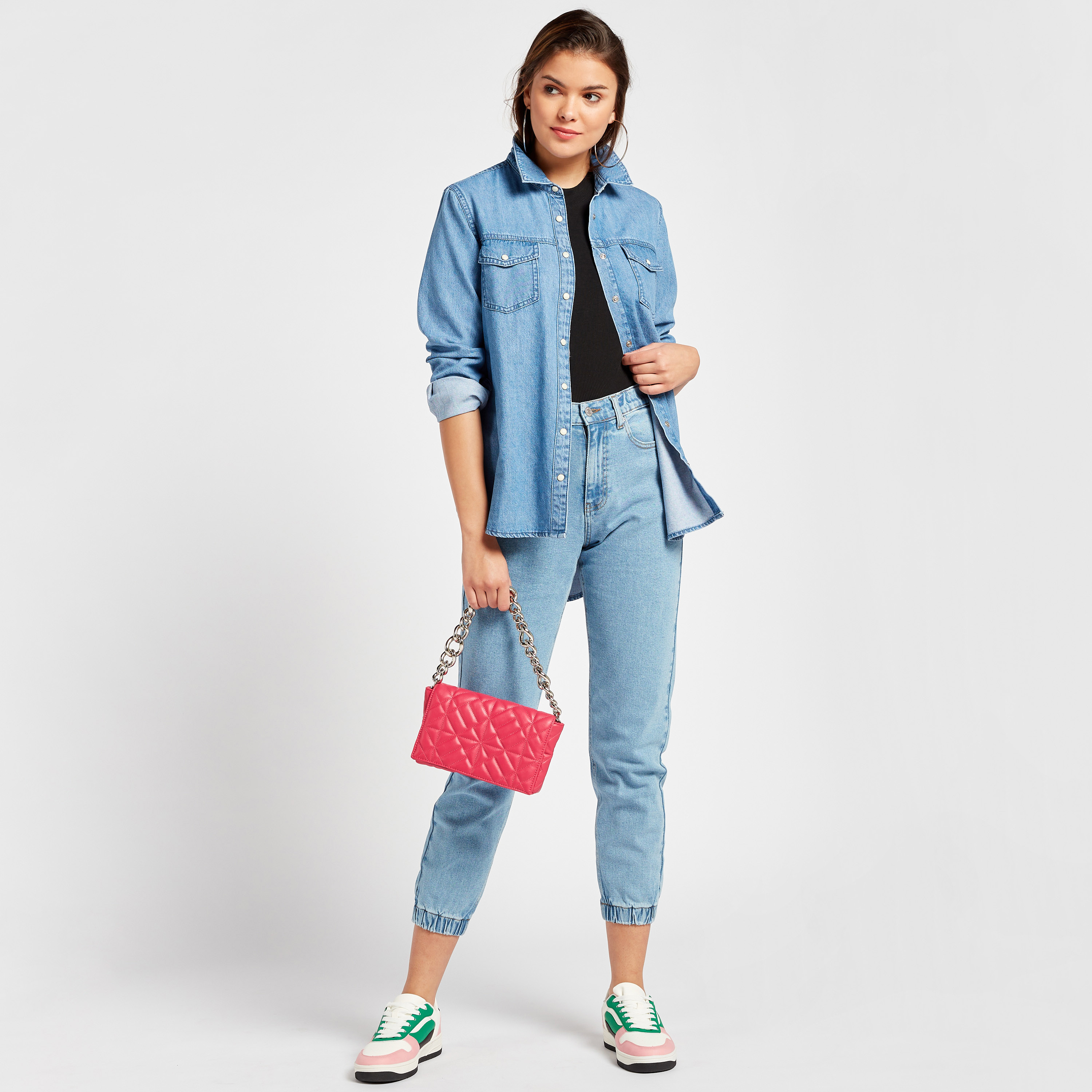 Shop Solid High-Rise Mom Fit Jeans with 