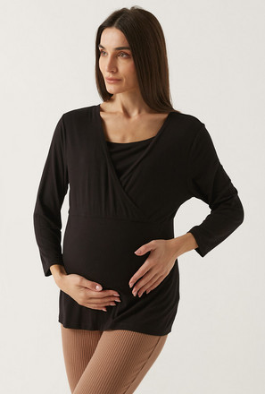 Plain Maternity T-shirt with Long Sleeves