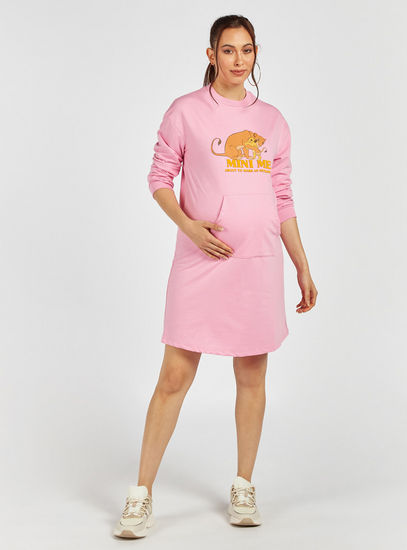 The Lion King Print Maternity Sweat Dress with Kangaroo Pocket