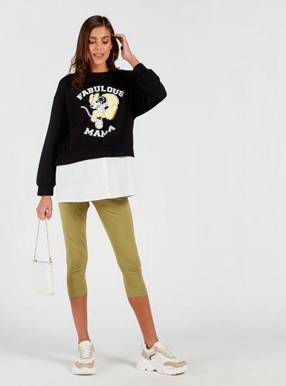 Minnie Mouse Printed Maternity Sweatshirt with Long Sleeves