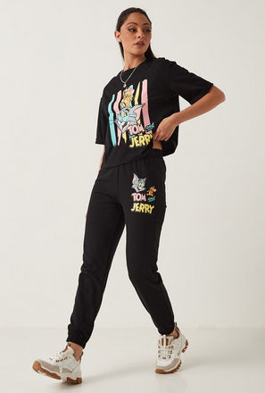 Tom and Jerry Print Joggers with Elasticated Waistband