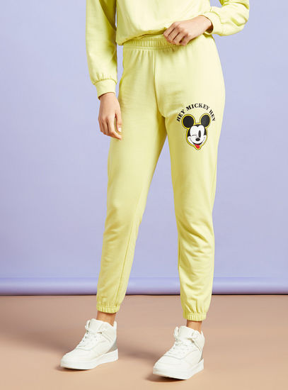 Mickey Mouse Print Mid-Rise Joggers with Elasticated Waistband-Joggers-image-1