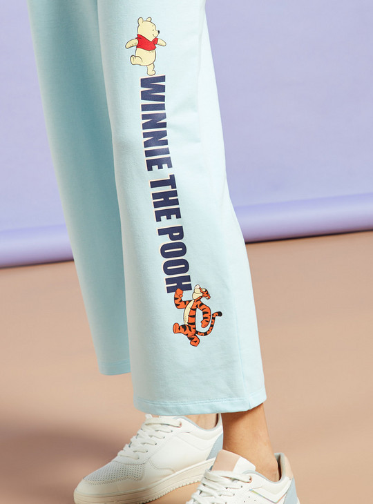 Winnie the Pooh Print Mid-Rise Pants with Elasticated Waistband