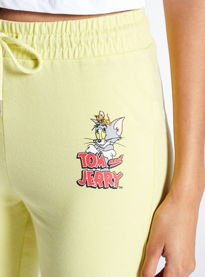 Tom and Jerry Print Joggers with Drawstring Closure