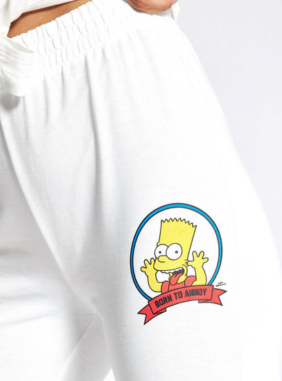 Bart Simpson Print Joggers with Elasticated Waistband