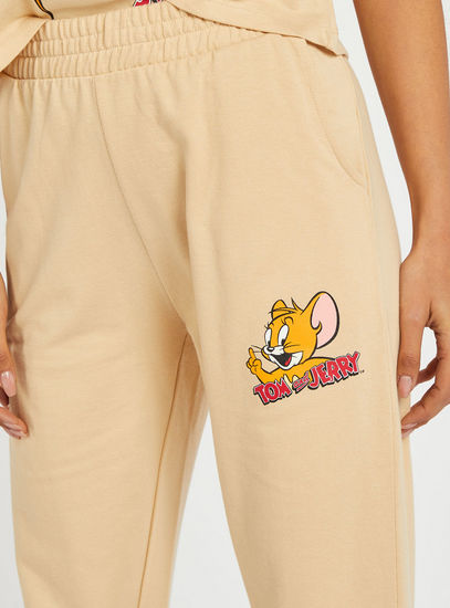 Tom and Jerry Print Joggers with Elasticated Waist and Pockets
