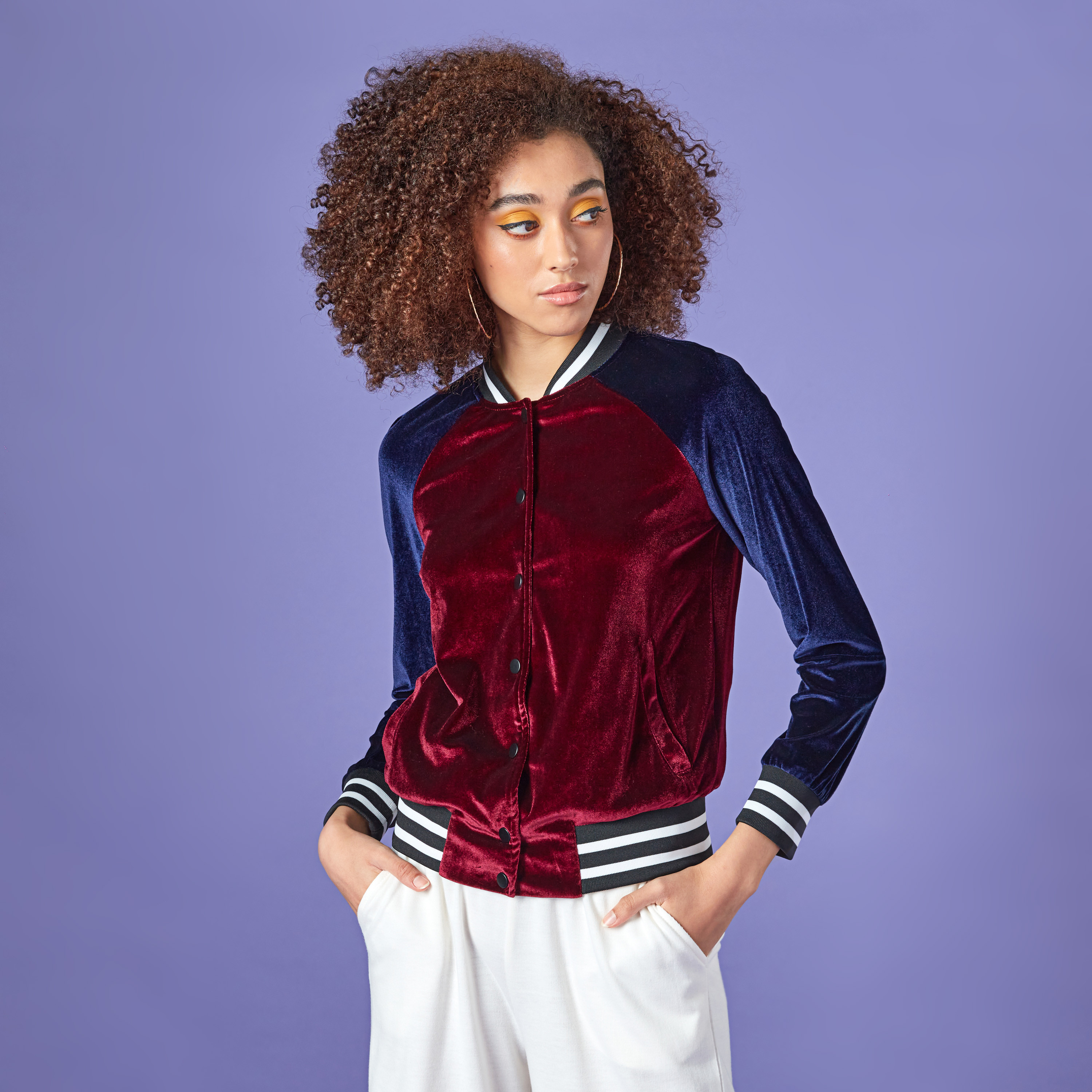 Shop Colour Block Bomber Jacket with 