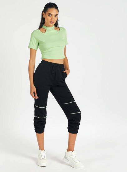 Printed Mid-Rise Jog Pants with Drawstring Closure and Pockets-Joggers-image-0