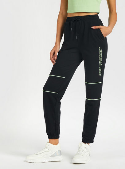 Printed Mid-Rise Jog Pants with Drawstring Closure and Pockets-Joggers-image-1