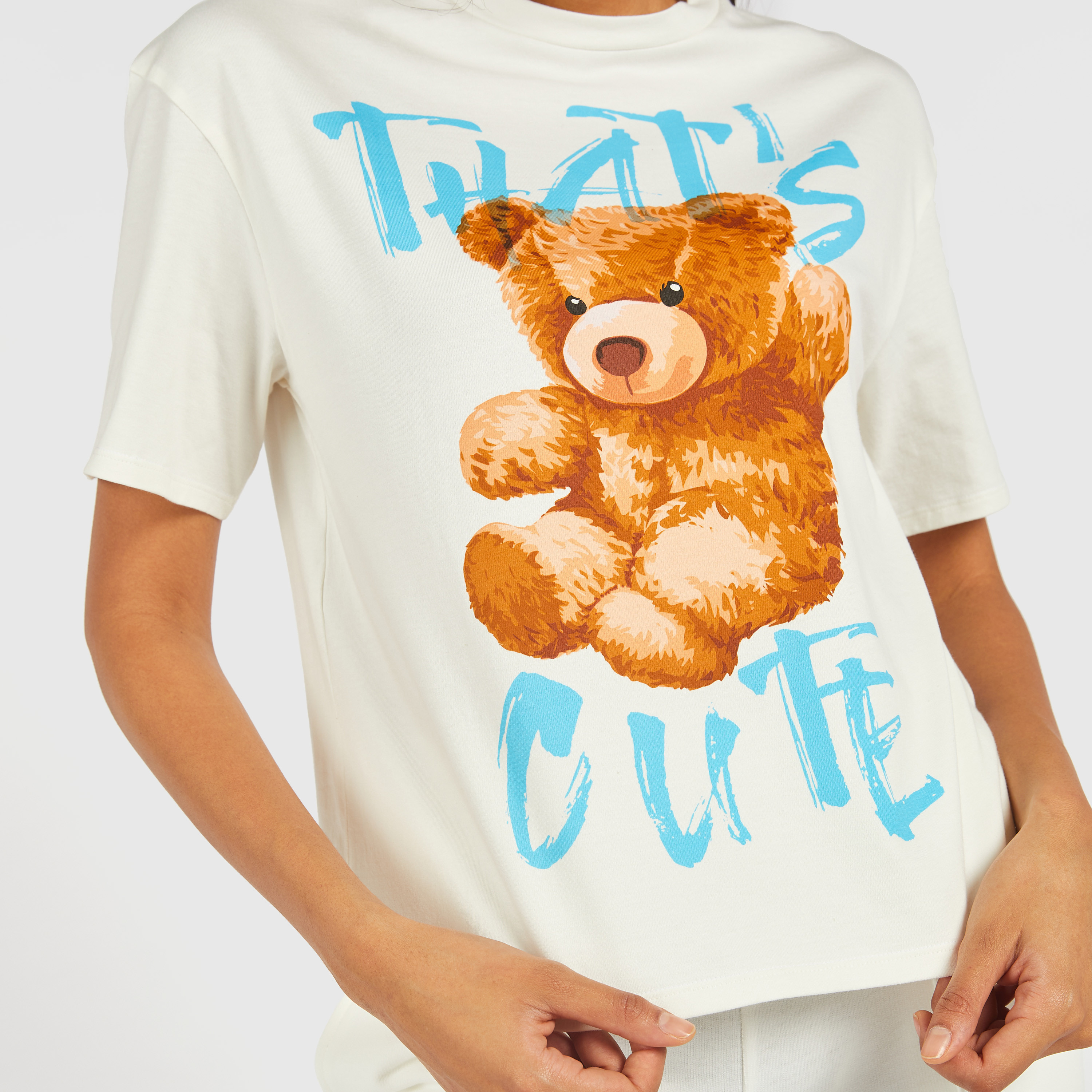 Teddy bear with store printed t shirt