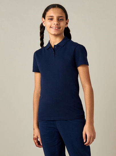 Solid Polo T-shirt with Short Sleeves-T-shirts-image-0