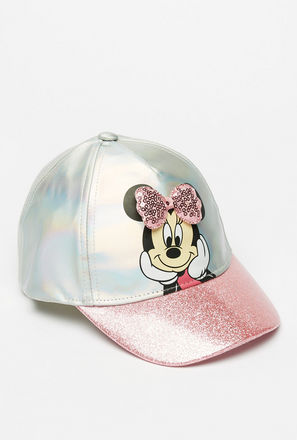 Embellished Minnie Mouse Cap with Hook and Loop Strap Closure