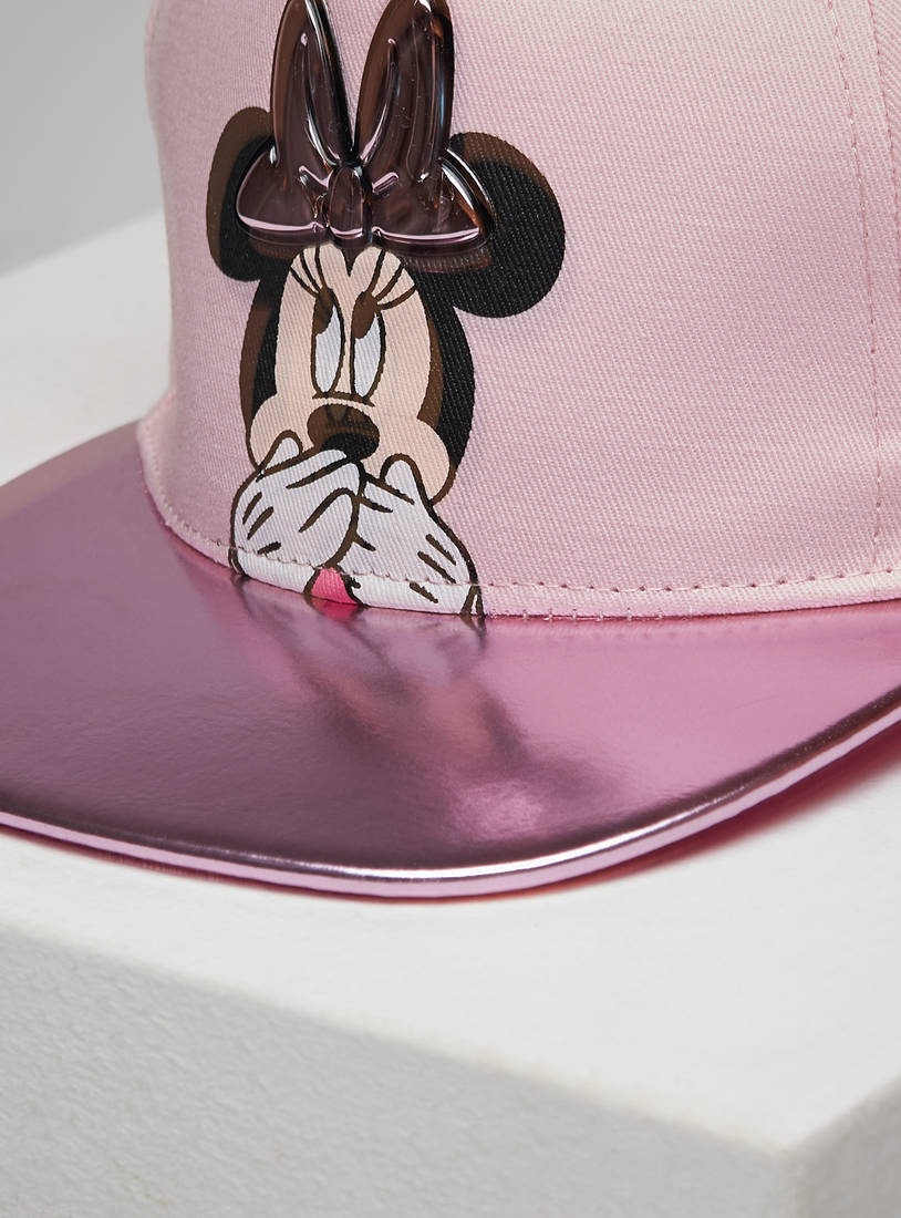 Minnie Mouse Print Cap with Hook and Loop Strap Closure-Caps & Hats-image-1