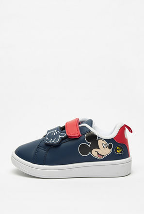 Mickey Mouse Print Sneakers with Hook and Loop Closure