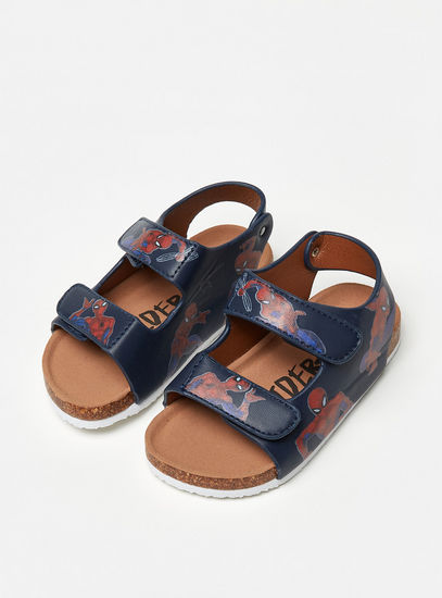 Spider-Man Print Strap Sandals with Hook and Loop Closure