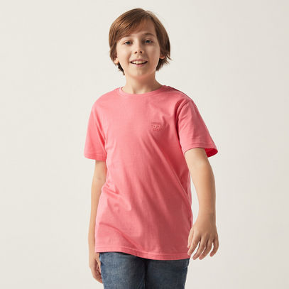 Solid T-shirt with Short Sleeves and Round Neck