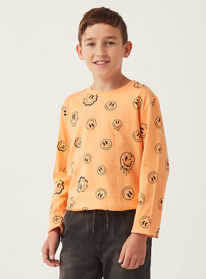 All-Over Smiley Print T-shirt-T-shirts-image-0